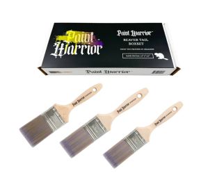 Paint Warrior Semi Oval Flat Beaver Tail Brush 3PK
