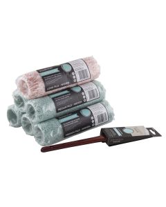 6 Pc 9" Roller Set + Free 2" Pure Synthetic Ang Br