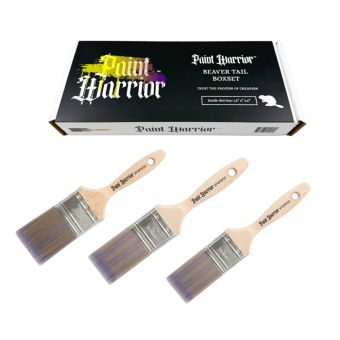 Paint Warrior Semi Oval Flat Beaver Tail Brush 3PK